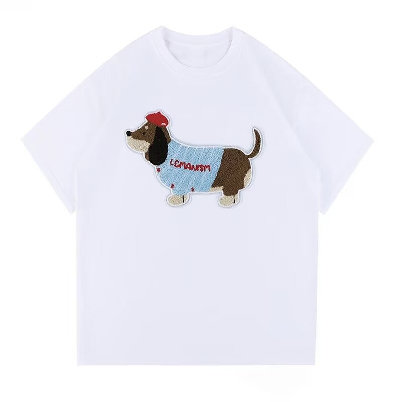 Dog Embroidered Loose T-Shirt