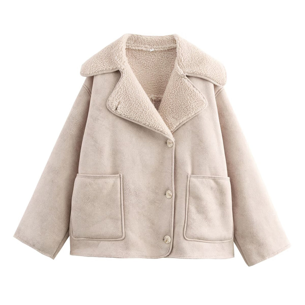 Women's Faux Leather Shearling Jacket