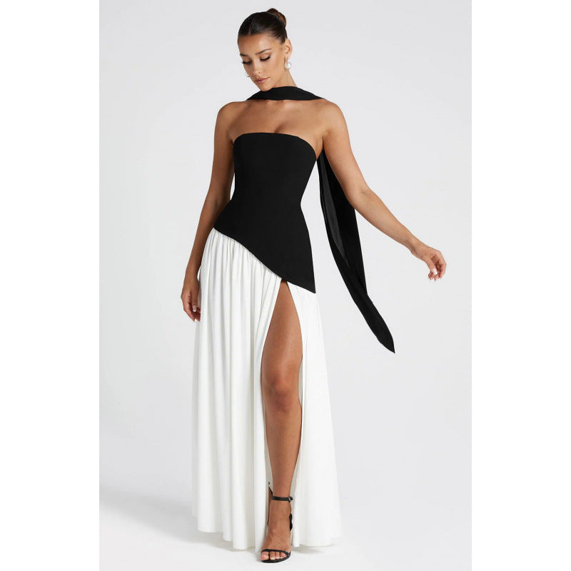 Strapless Slit Maxi Dress