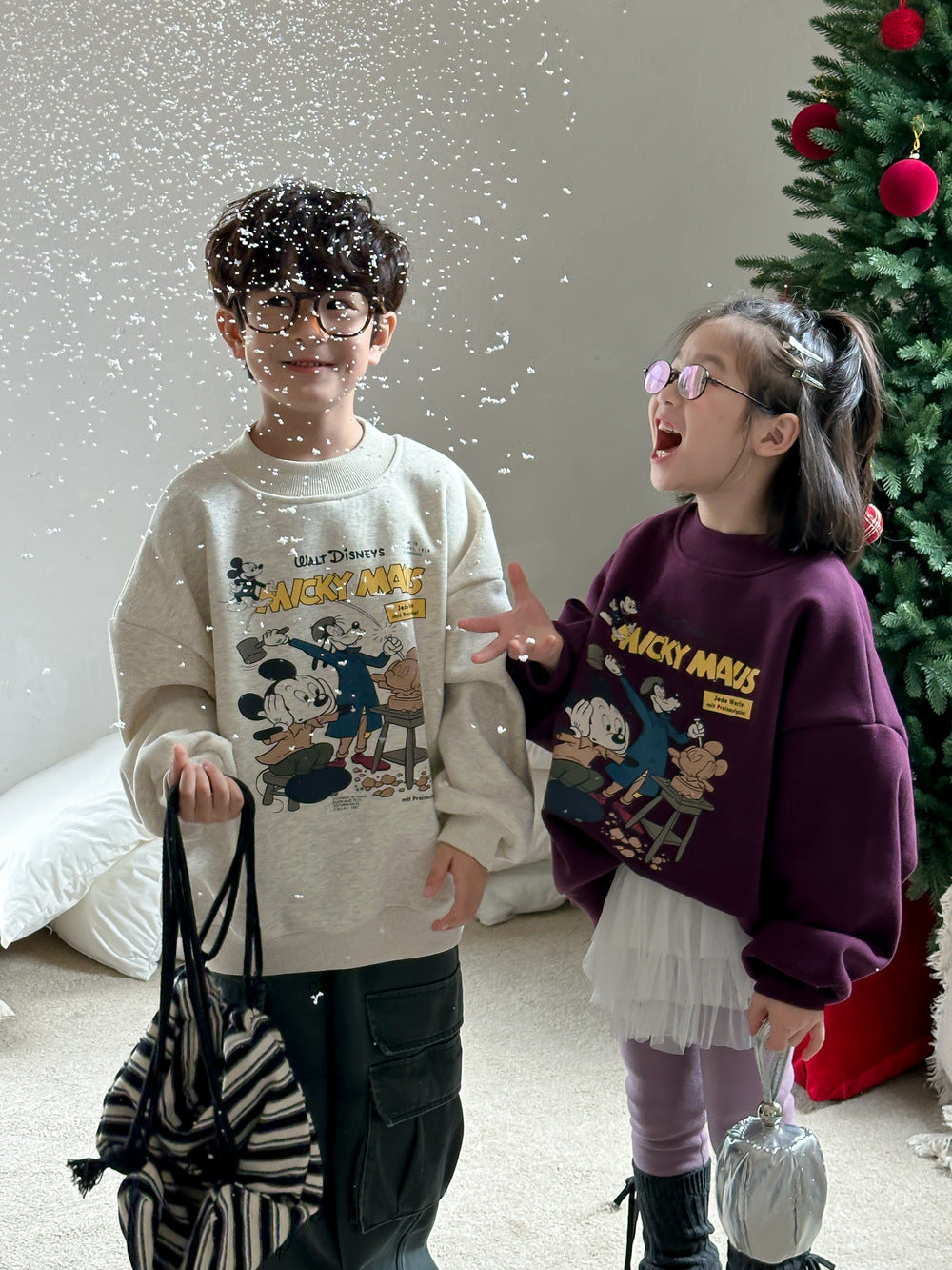 Kids' Letter & Cartoon Fleece Sweatshirt