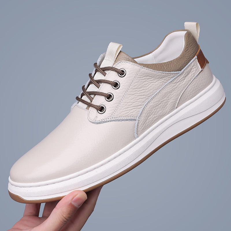 Men's Leather Breathable Casual Leather Shoes Men's Handmade Online Versatile Board Shoes Men's 2528