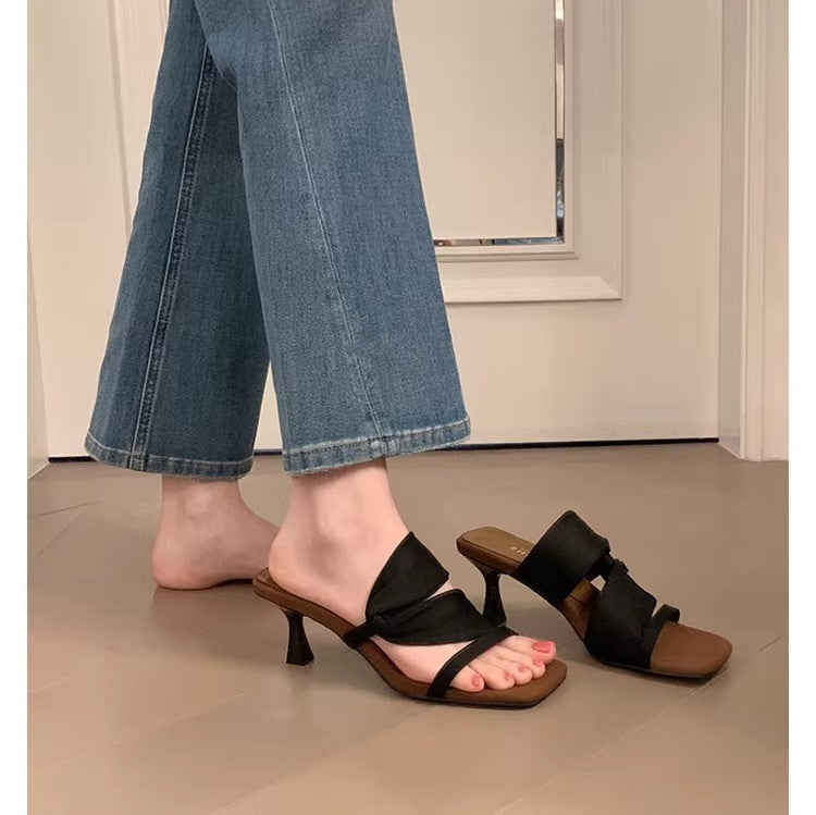 Leather Stiletto Slides
