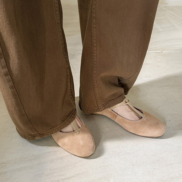 Suede T-Strap Mary Janes
