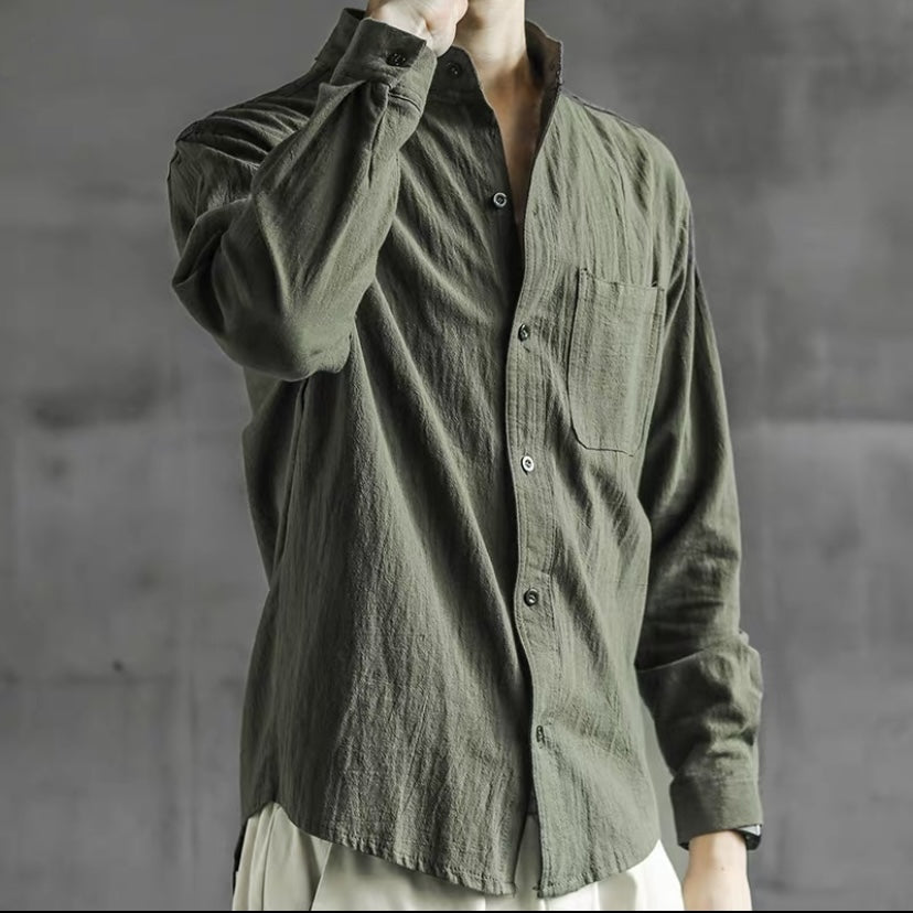 Youthful Loose Cotton Long-Sleeve Shirt