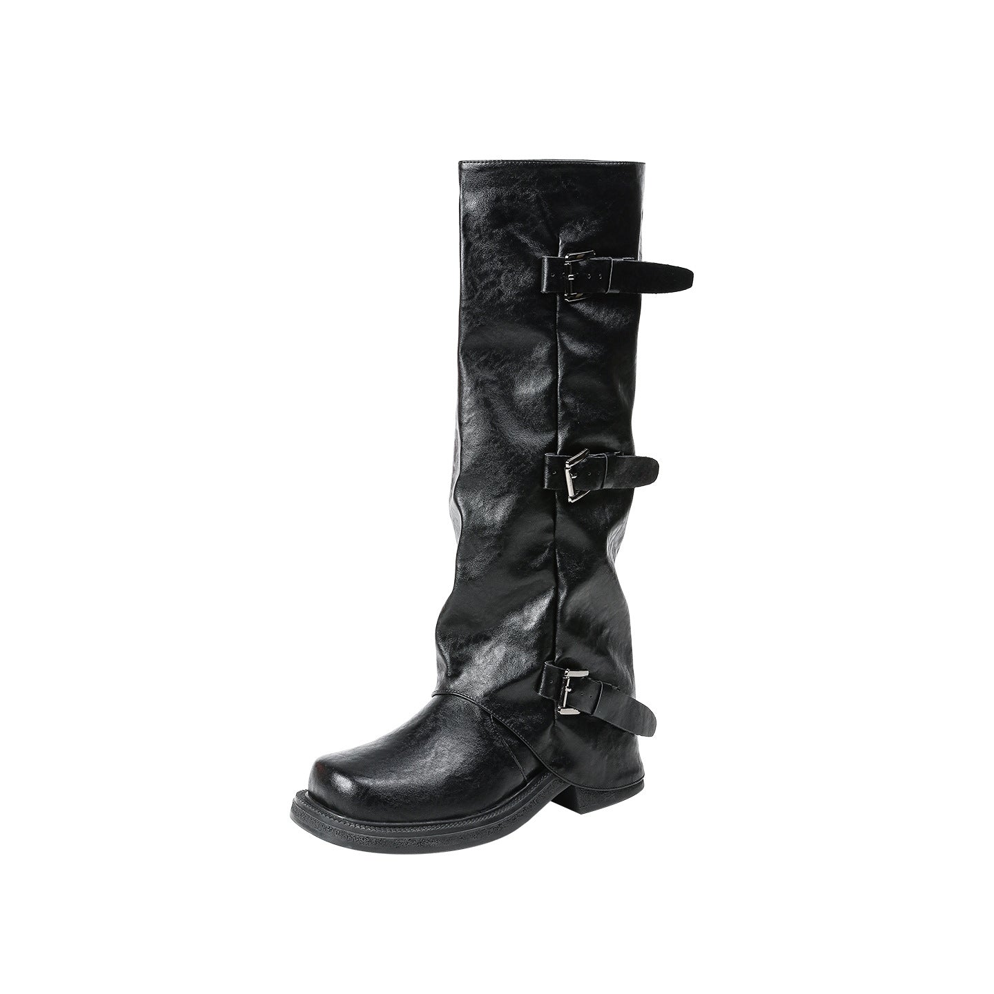Triple-Buckle Knee-High Boots