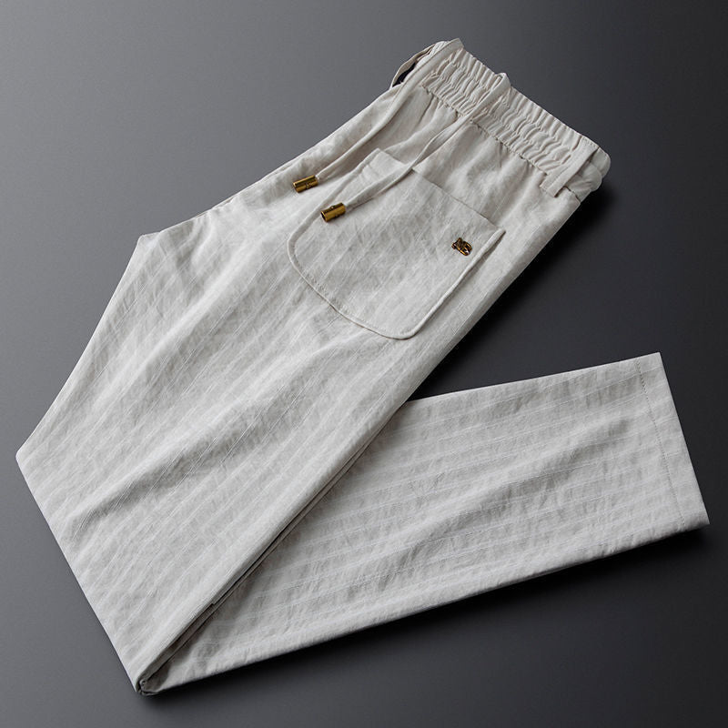 Textured Straight Leg Trousers