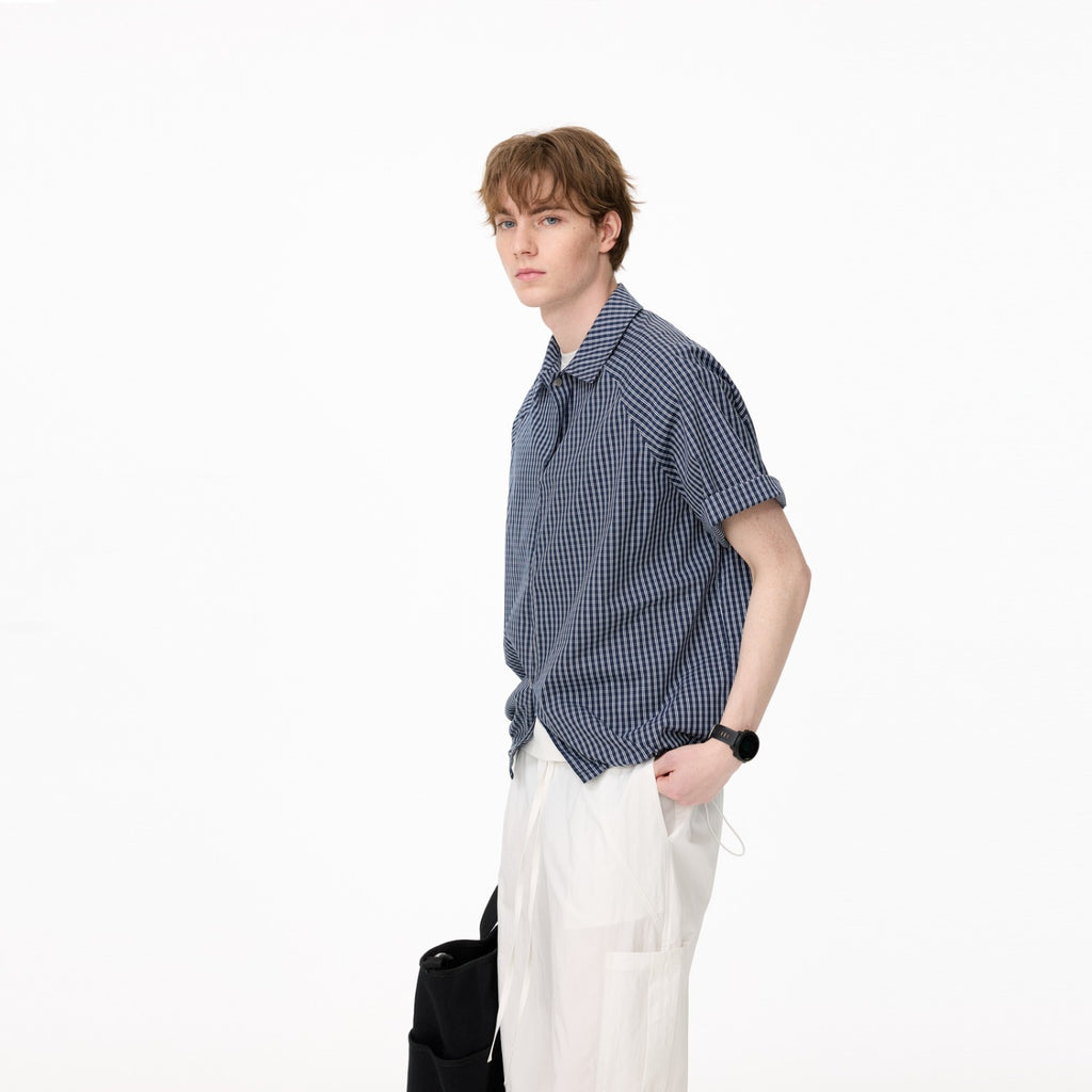 Checkered Oversized Short-Sleeve Shirt