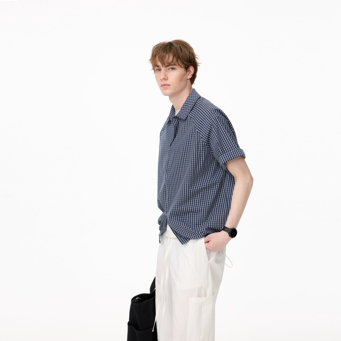 Checkered Oversized Short-Sleeve Shirt