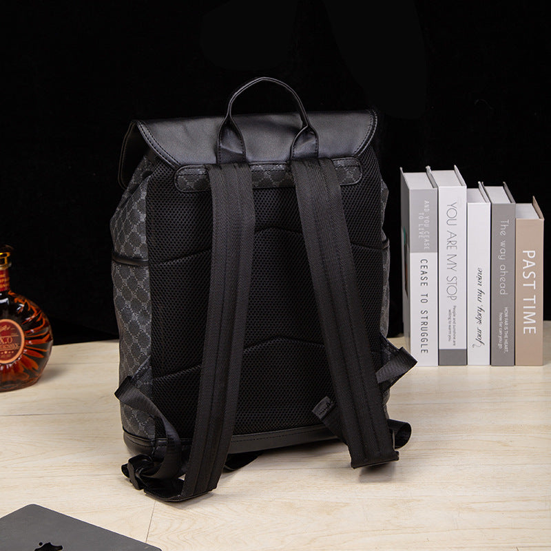 New men's bag fashion trend simple casual backpack check large capacity business travel bag student school bag backpack