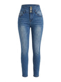 Multi-Button Cropped Skinny Jeans