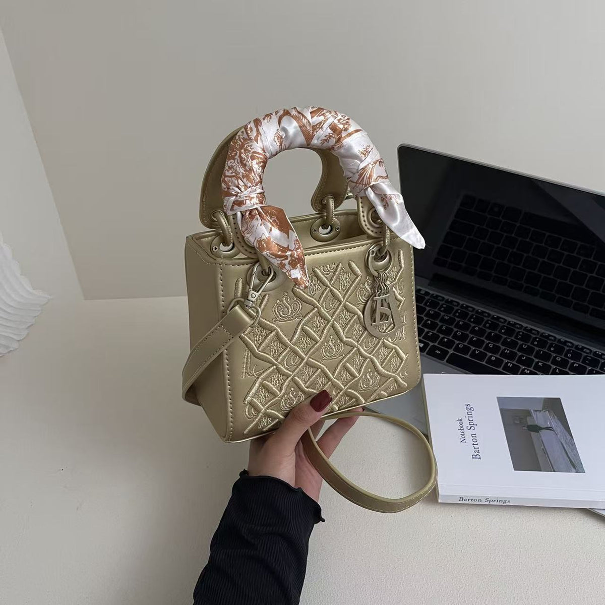 Embroidered Scarf Handbag