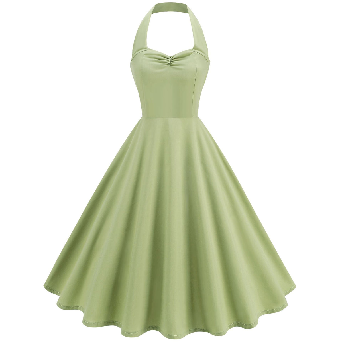 Vintage Halter A-Line Dress - Matcha