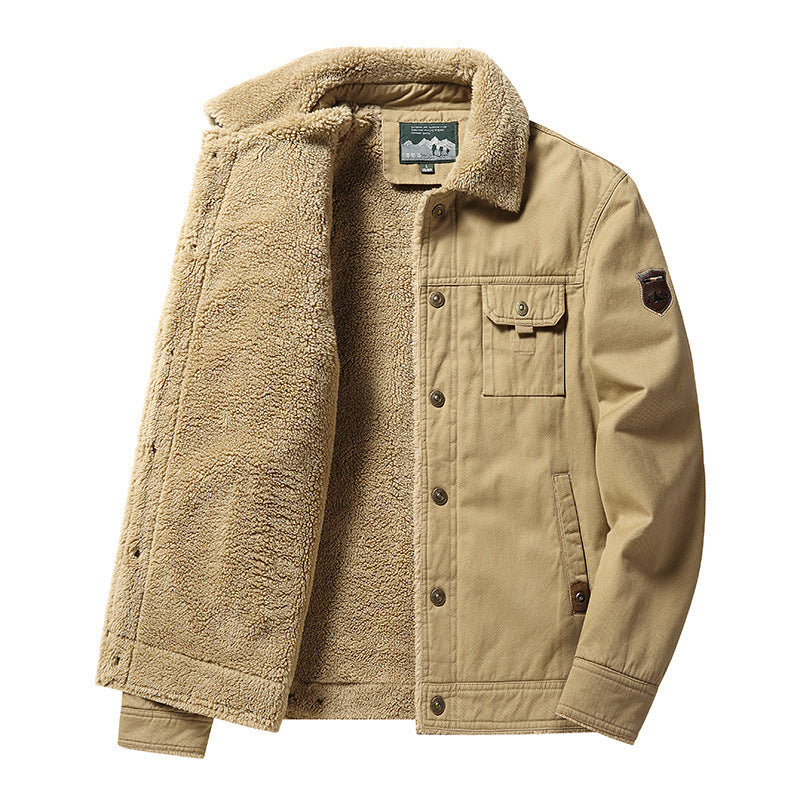 Men's Plush-Lined Washed Cotton Jacket