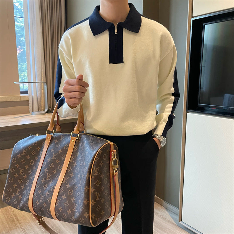 Oversized Quarter-Zip Polo Sweater