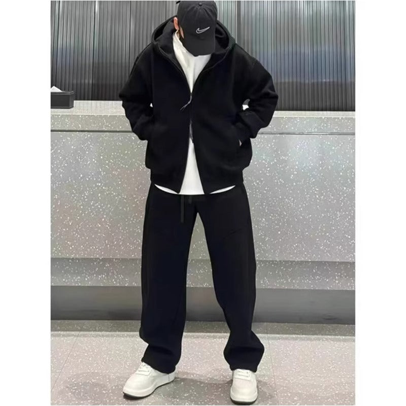 Plush Lined Zipper Hoodie and Sweatpants Set