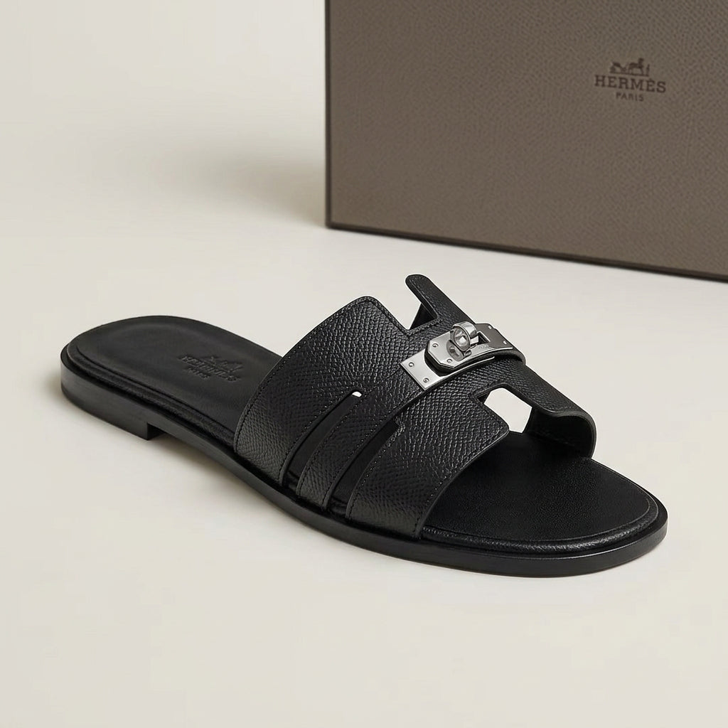 Lock-Buckle Slide Sandals