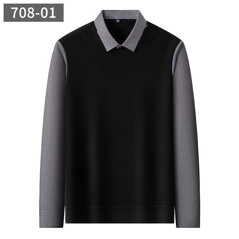 Men’s Integrated Layered-Look Cashmere Blend Pullover