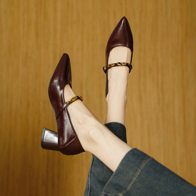 Gold Bar Pointed-Toe Heels