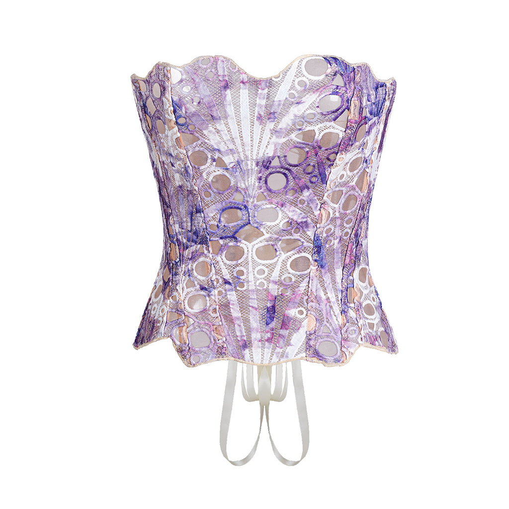 Irregular Lace Boned Corset Bustier
