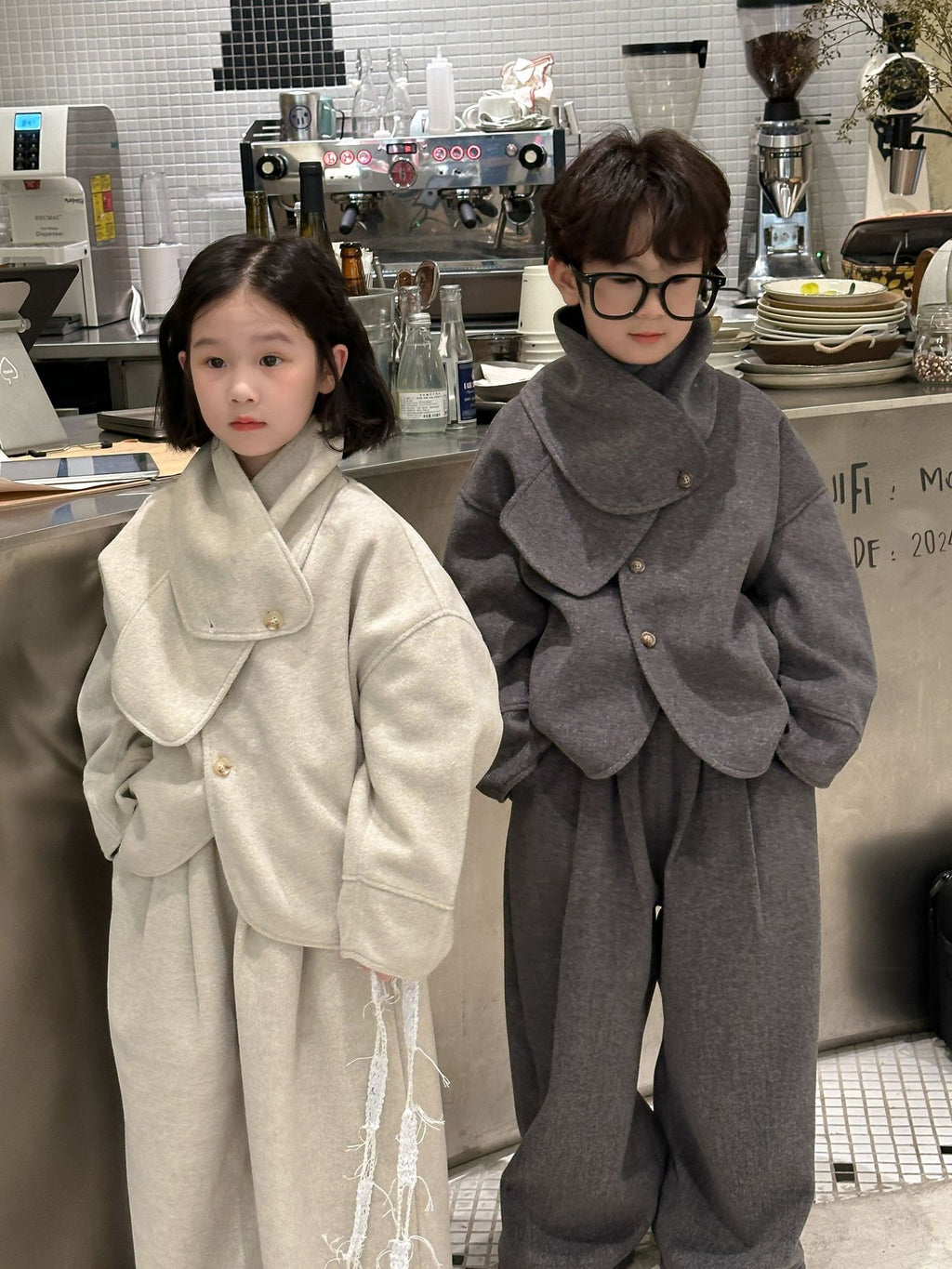 Kids' Solid Tweed Two-Piece Set