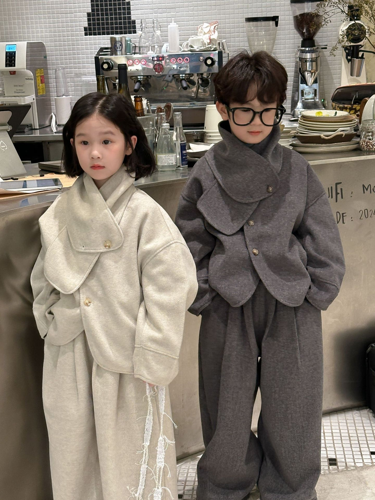Kids' Solid Tweed Two-Piece Set
