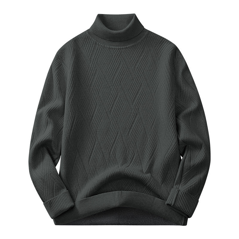 High-Neck Textured Knit Sweater