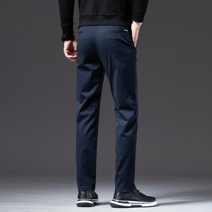 Men's Straight-Leg Cotton Casual Trousers