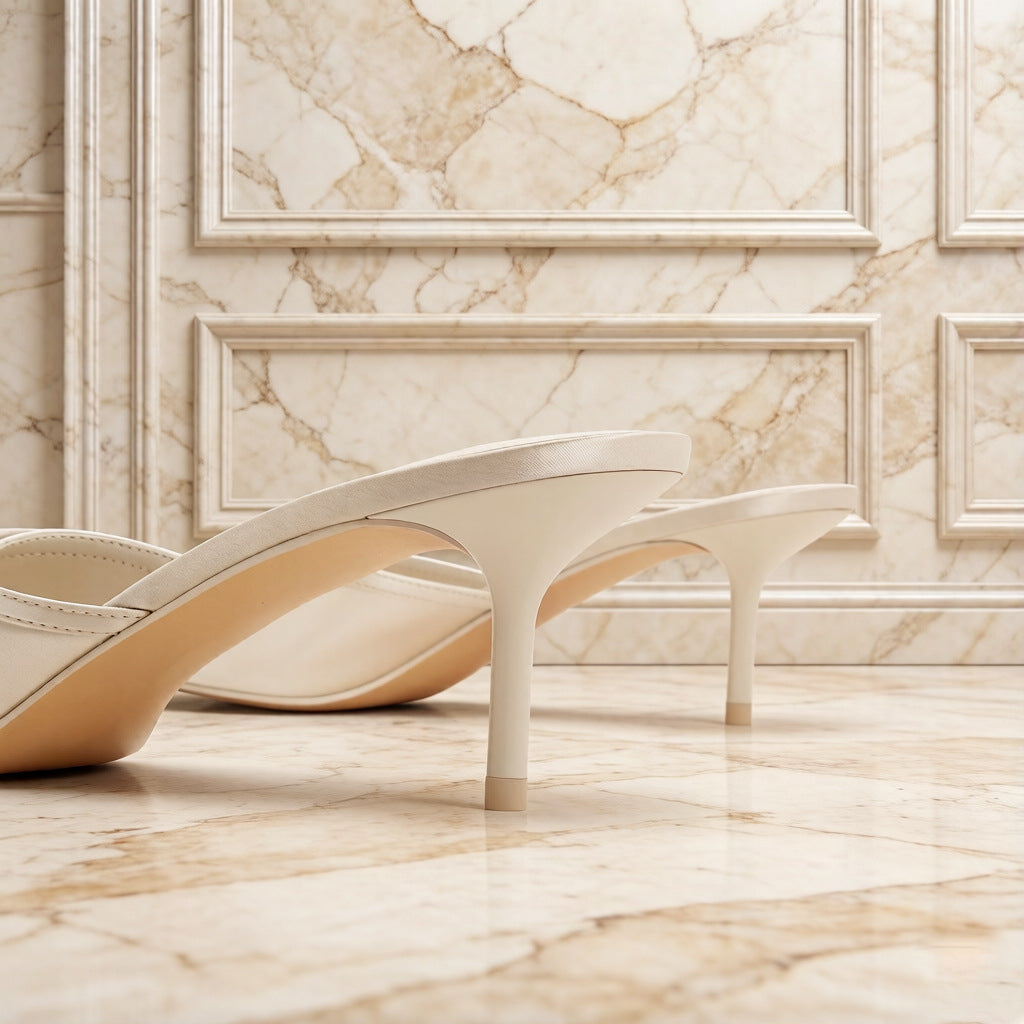 Bow Square-Toe Heel Slides