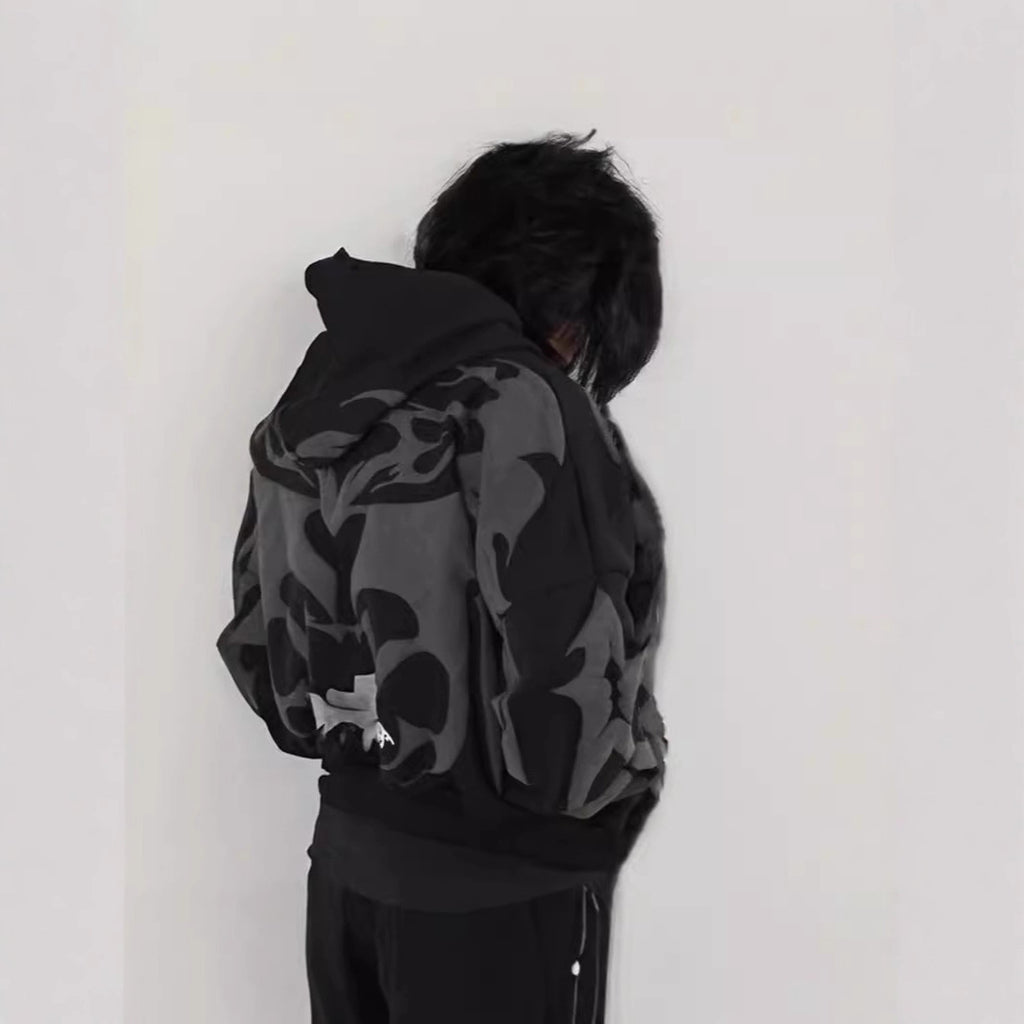 Tribal-Edge Oversized Zip Hoodie