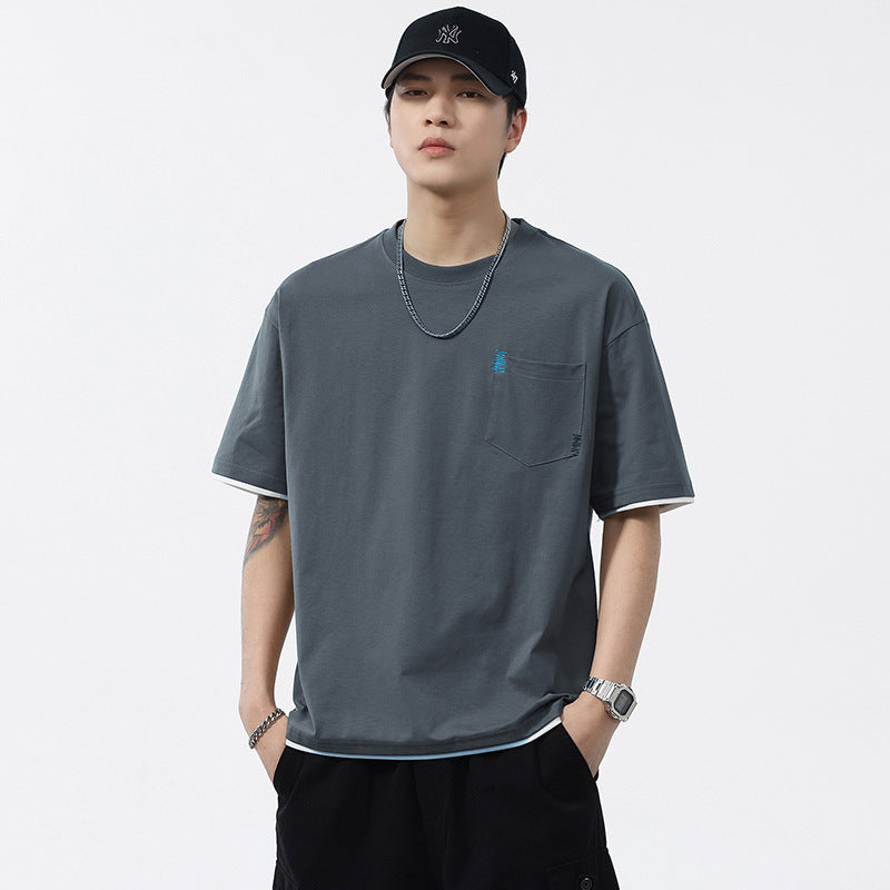 Heavyweight Washed Patchwork Pocket T-Shirt