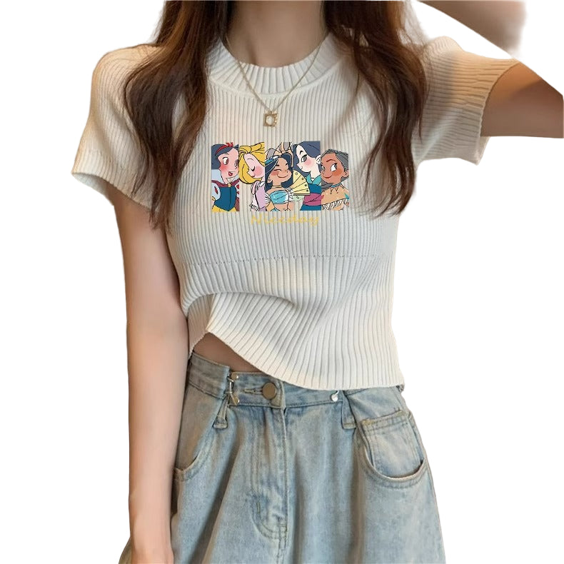 Ribbed Knit Graphic Tee