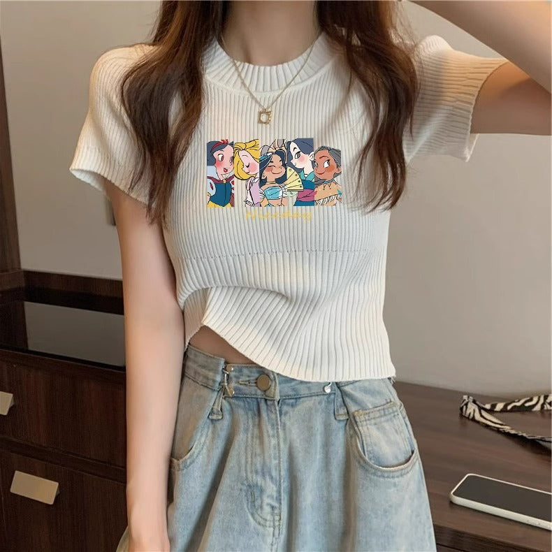 Ribbed Knit Graphic Tee