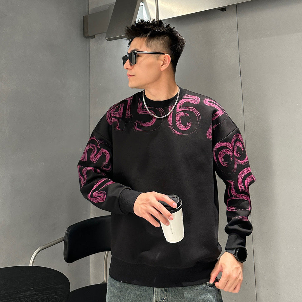 Abstract Numeric Graphic Sweatshirt