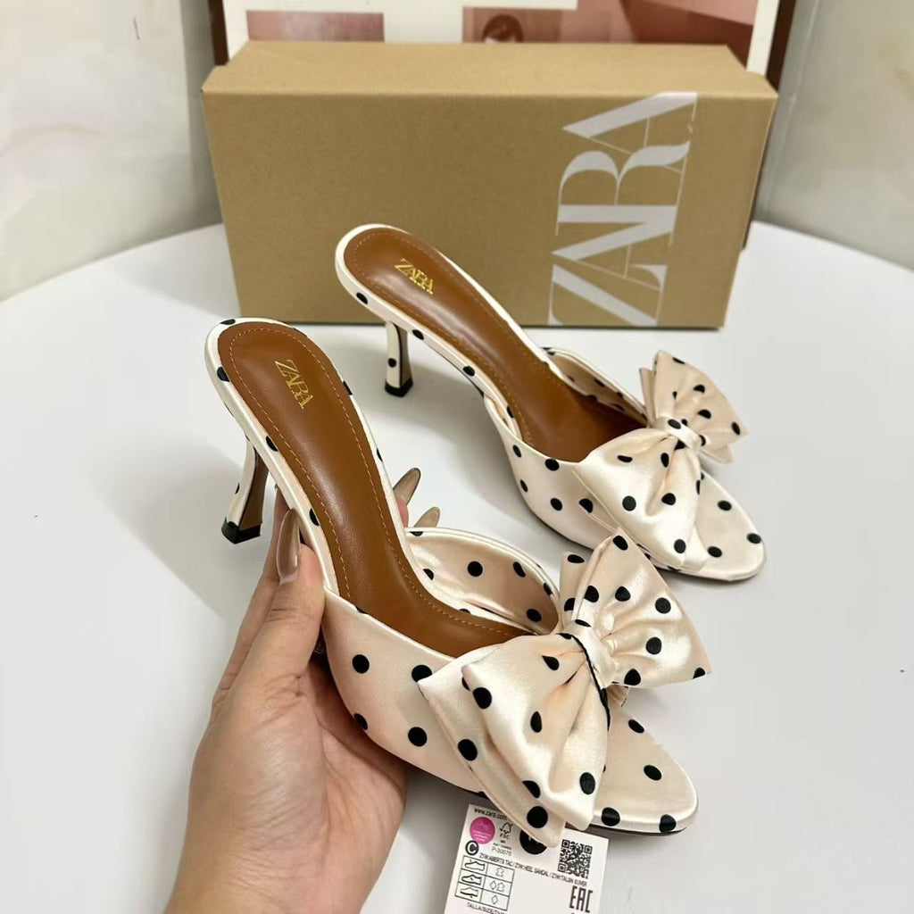 Polka Dot Bow Heel Slides