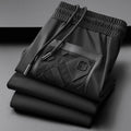 Fashionable European goods rubber pressed casual straight-leg pants Summer thin ice silk men's trendy versatile sports trousers
