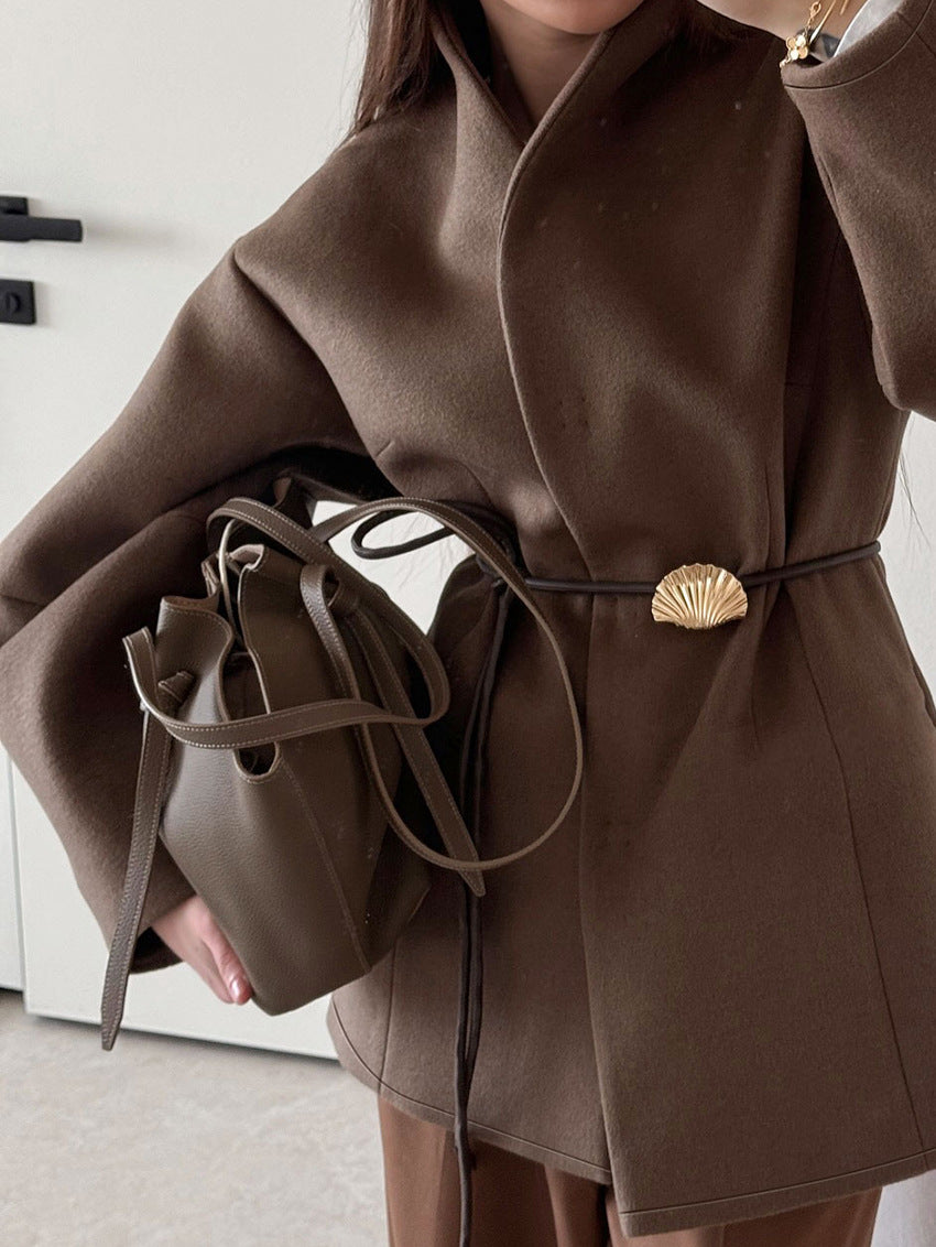 Minimalist Belted Woolen Jacket