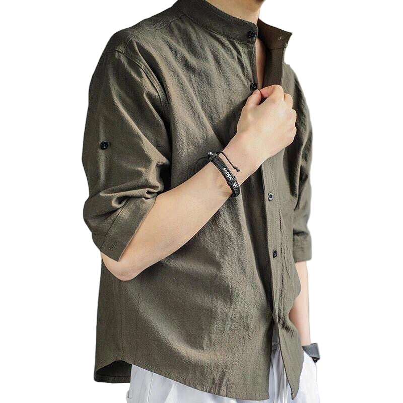 Men's Loose Fit Casual Linen-Cotton Shirt