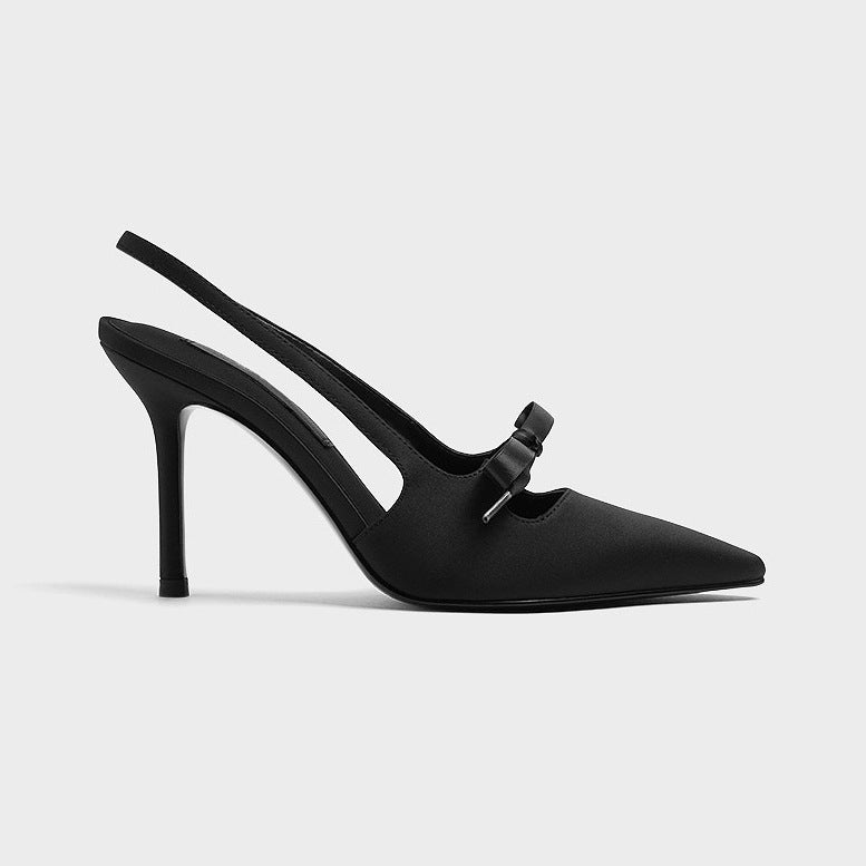 Satin Bow Pointed Heels