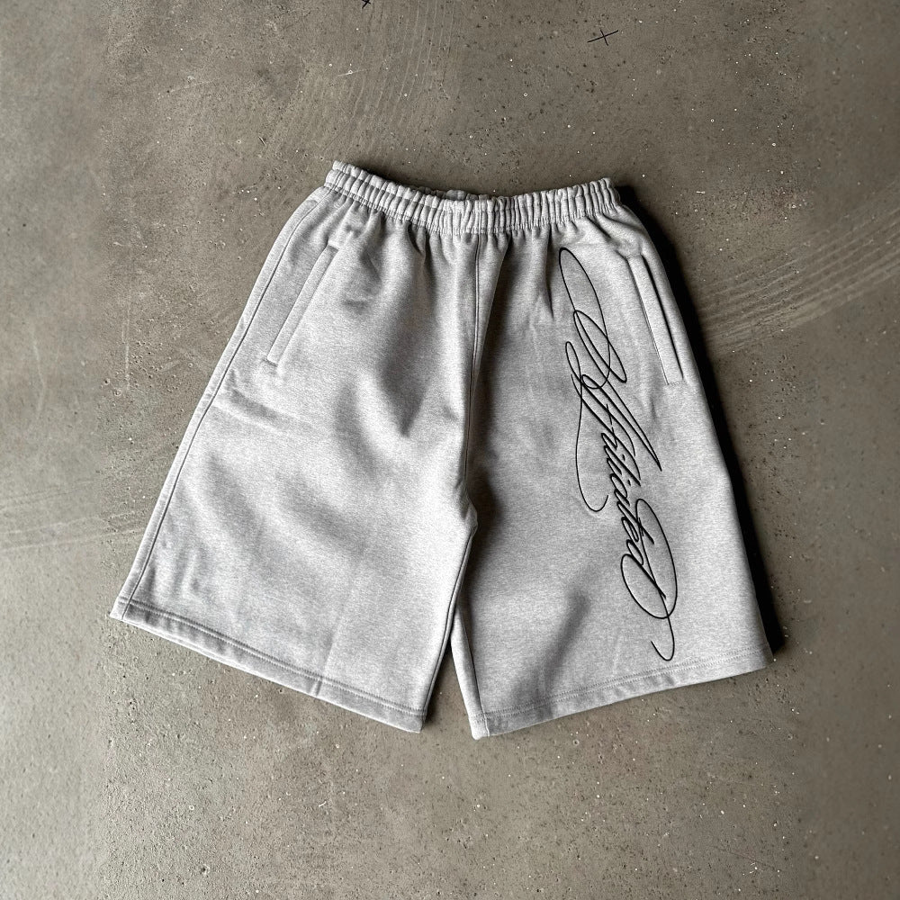 Affiliated Script Embroidered Mesh-Lined Sweat Shorts