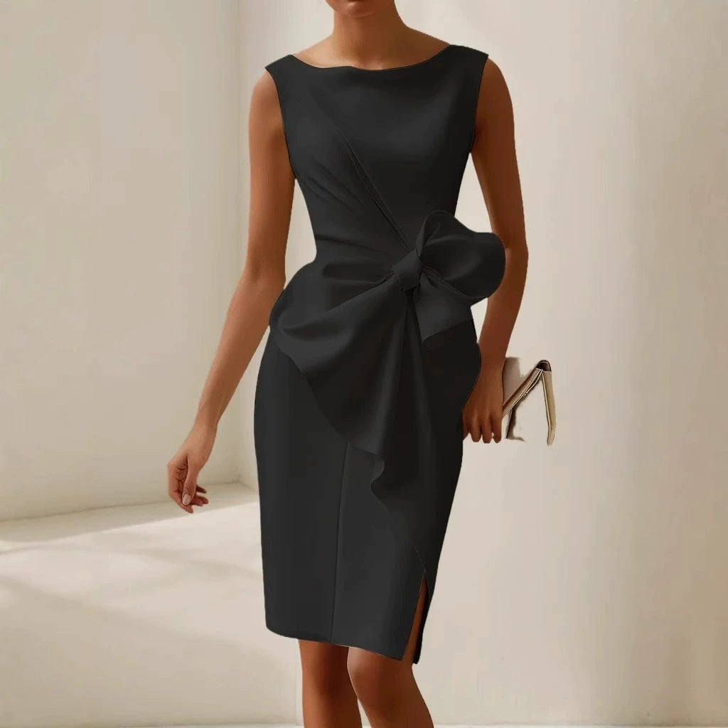 Elegant Waist Bow Midi Dress