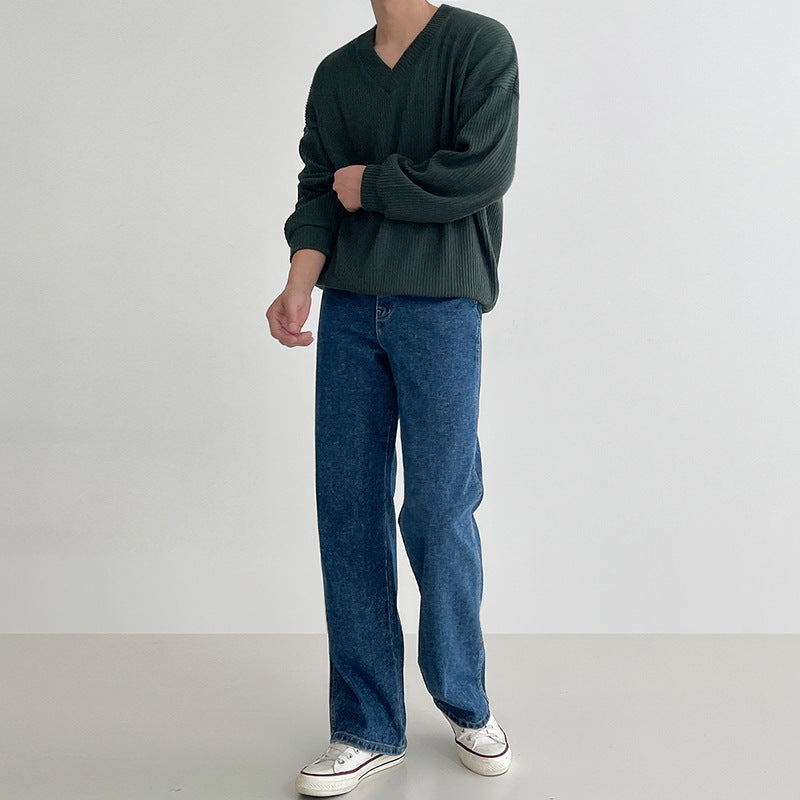 Wide-Leg Casual Denim Pants