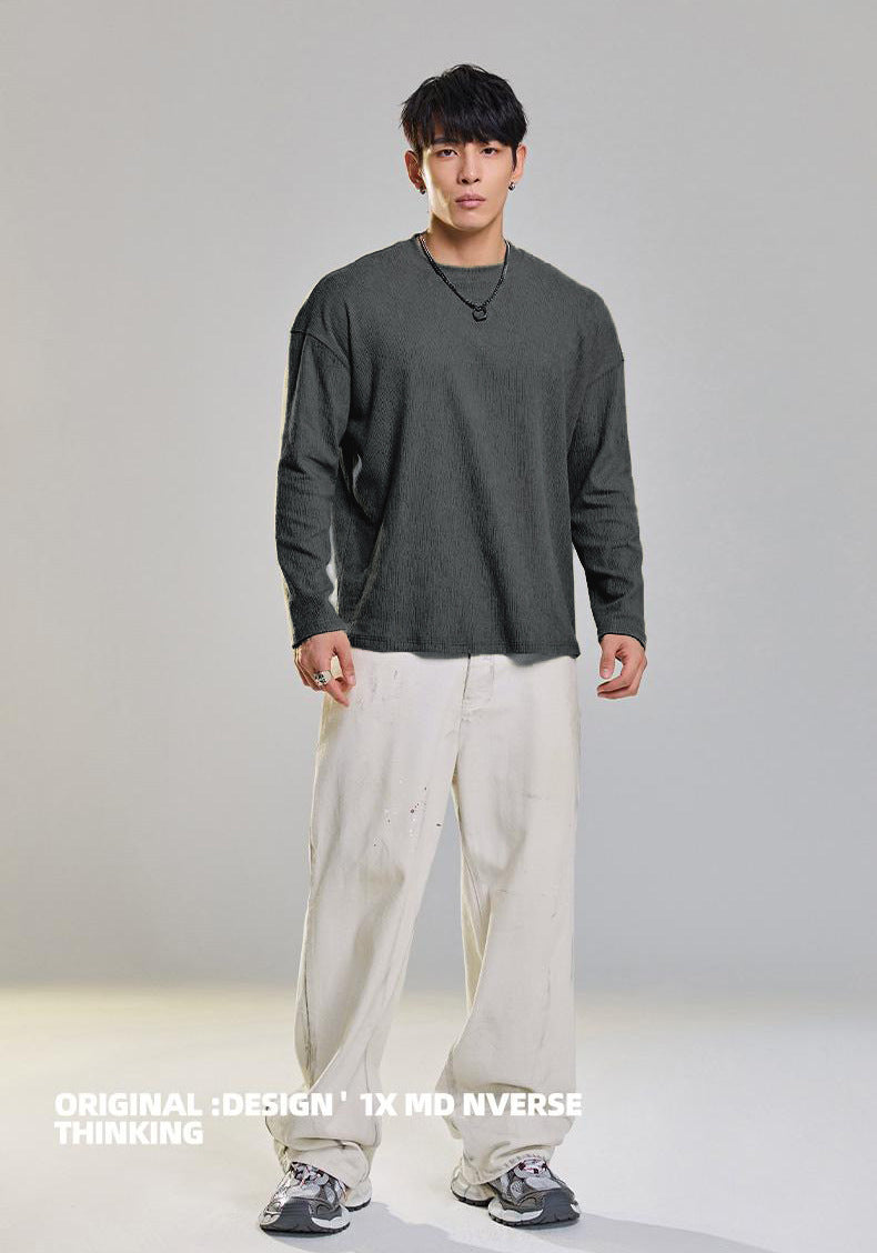 Basic Textured Long-Sleeve Shirt