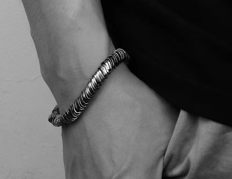 Twisted Industrial Disc Bracelet