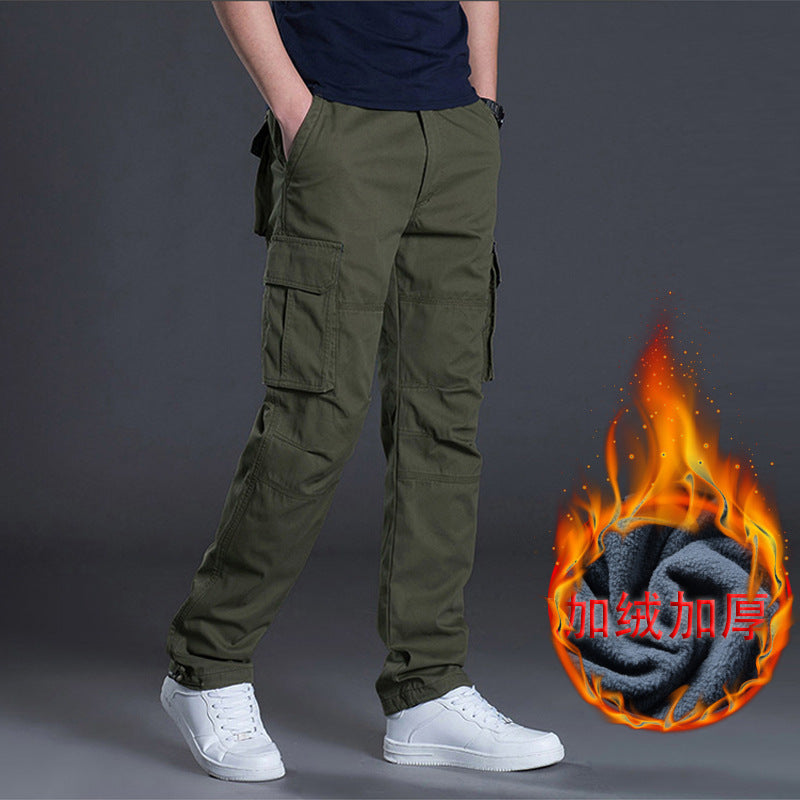 Spring/Autumn/Summer multi-pocket work pants for men, loose plus-size outdoor sports long pants, pure cotton workwear casual pants