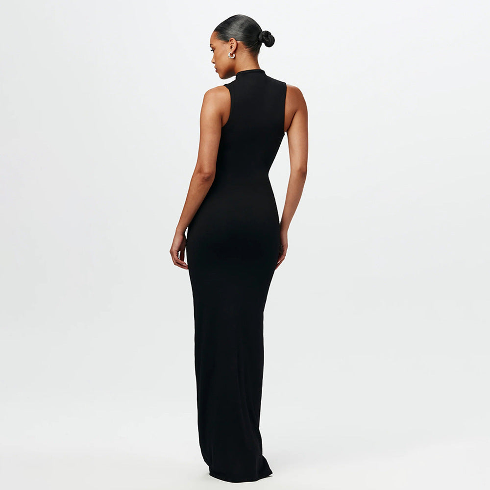 Round-Neck Sleeveless Fitted Dress