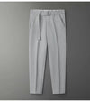 Light gray regular spring and autumn model with belt
