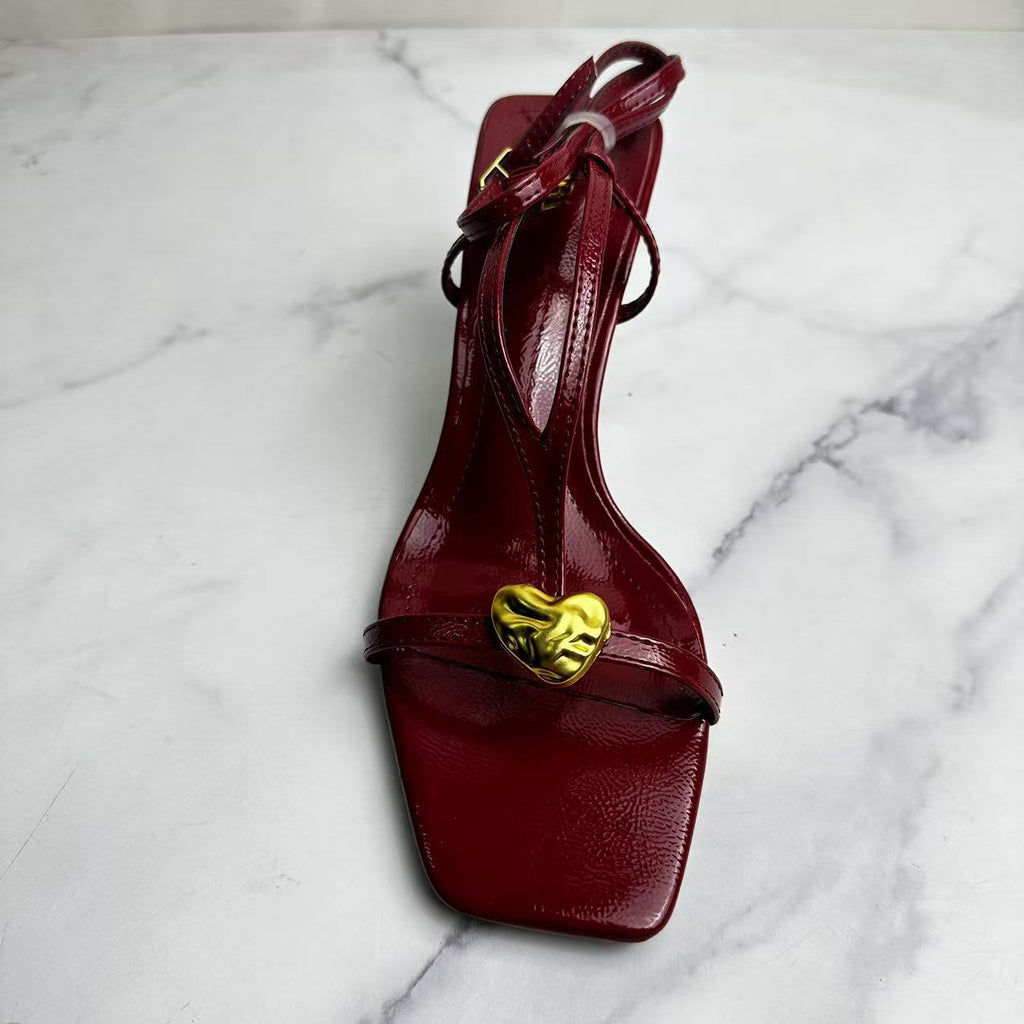 Gold-Accent Strappy Heels – color detail