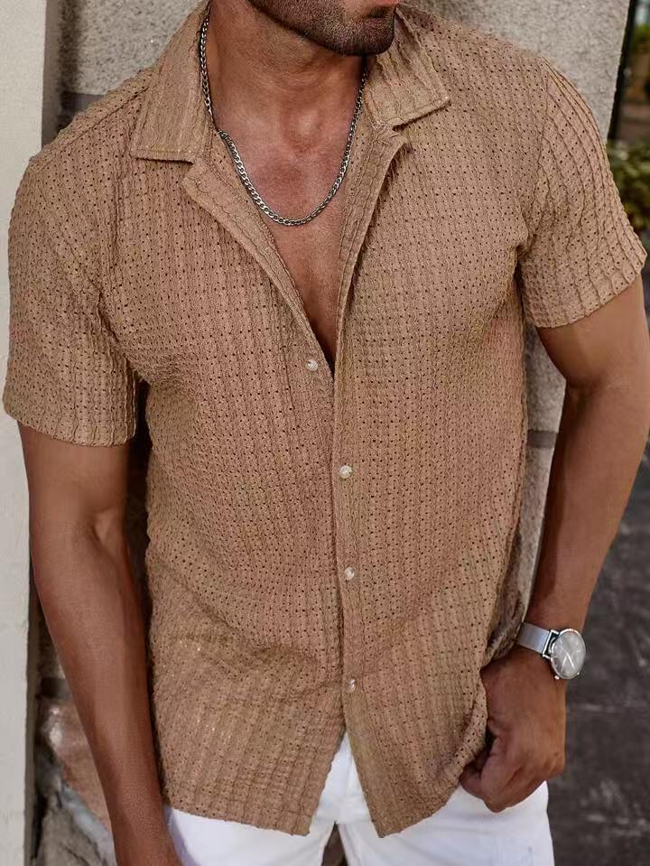 Men's Hollow Knit Polo Shirt