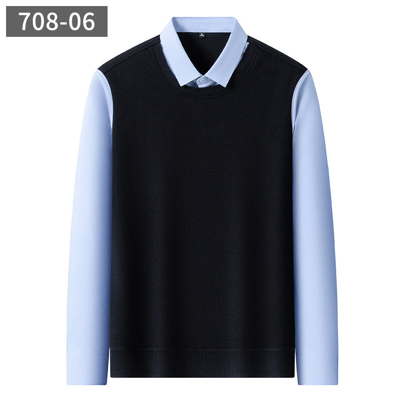 Men’s Integrated Layered-Look Cashmere Blend Pullover