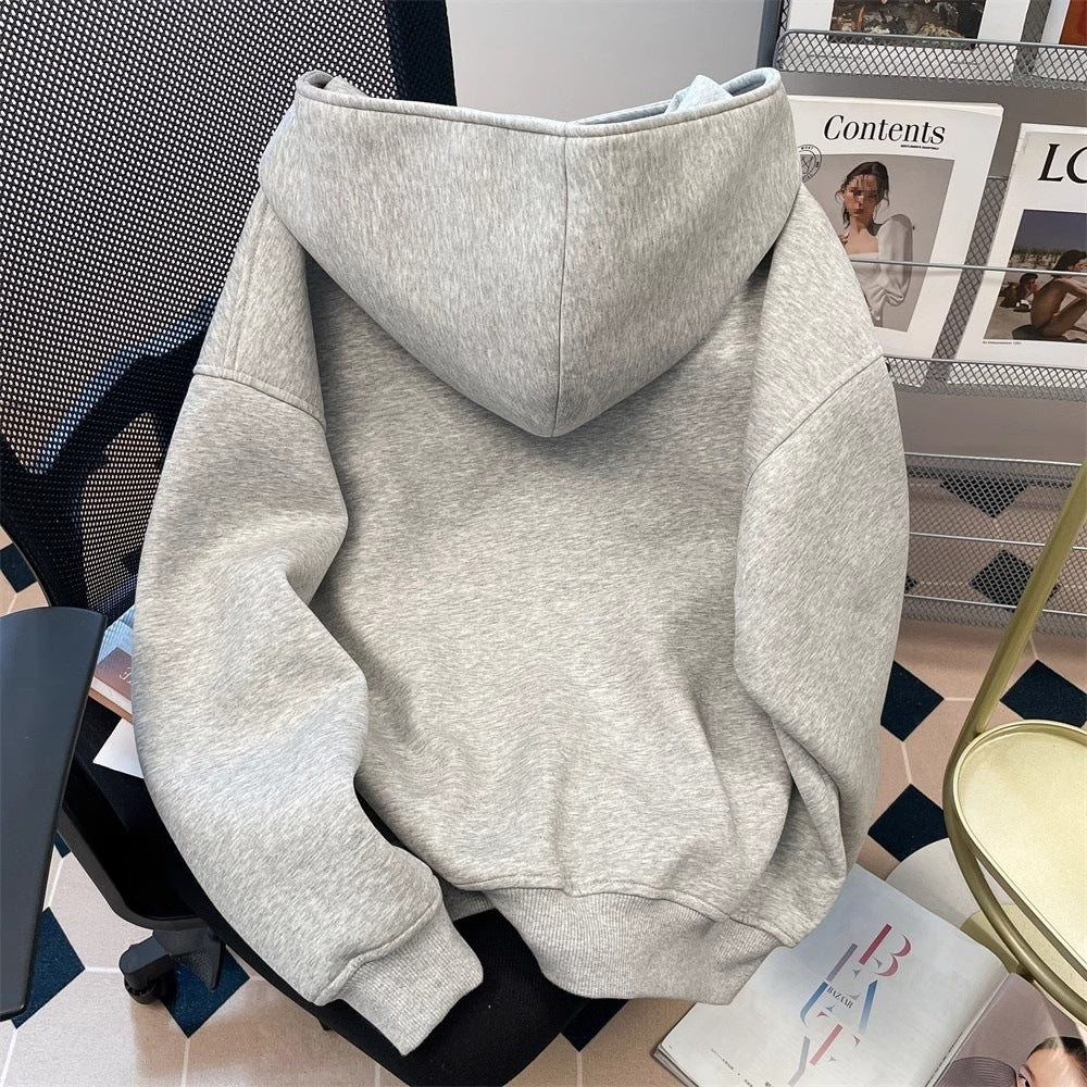 High-Street Irregular Zippered Hoodie